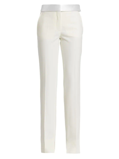 Stella Mccartney Satin Waist Twill Slim-fit Trousers In Cream