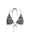 Versace Logo-print Triangle Bikini Top In Black White