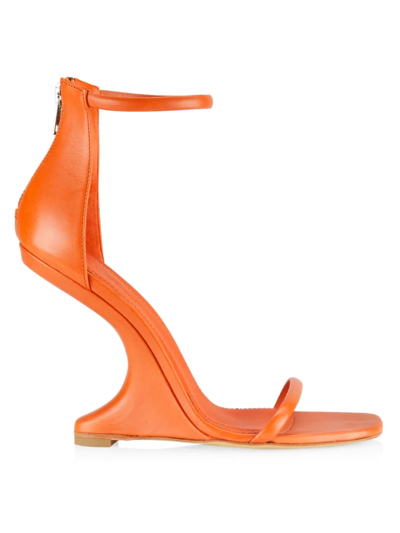 Rick Owens Cantilever 11 Leather Sculptual-heel Sandals In Orange