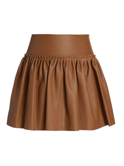Max Mara Tritone Leather Miniskirt In Brown