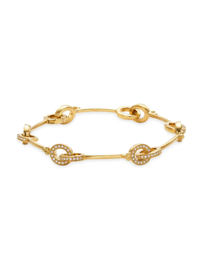 Temple St Clair 18k Yellow Gold Celestial Diamond Interlocking Link Bracelet