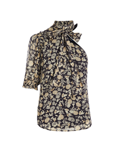 Polo Ralph Lauren Georgette Floral One-shoulder Blouse In Vintage Daisy Floral