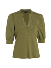 Veronica Beard Coralee Puff-sleeve Stretch Cotton Top In Laurel