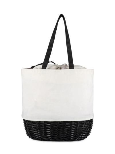 Picnic Time Coronado Canvas & Willow Basket Tote Bag In White