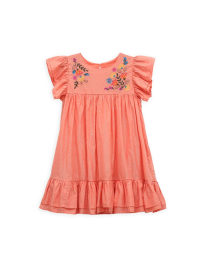 Peek Kids' Little Girl's & Girl's Embroidered Cotton Dress In Peach