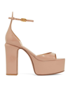 VALENTINO GARAVANI PATENT LEATHER TAN-GO SANDALS