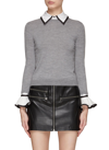 Alice And Olivia 'justina' Crewneck Long Sleeve Knitted Sweater In Grey
