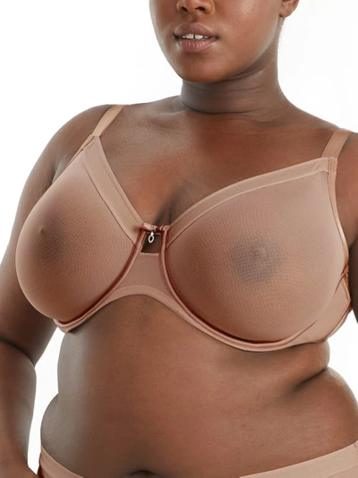 Curvy Couture All You Mesh Bra In Bark