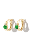 ADINA REYTER 14KT YELLOW GOLD EMERALD DIAMOND HUGGIE HOOP EARRINGS