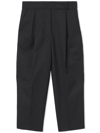 BURBERRY LOGO-EMBROIDERED WOOL-BLEND TROUSERS