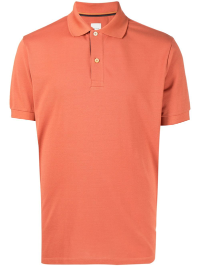 Paul Smith 短袖珠地网眼棉polo衫 In Orange