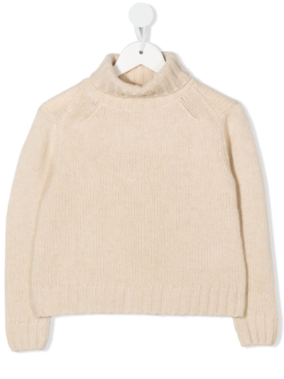 Bonpoint Kids' Temperance Cashmere Turtleneck Sweater In Naturel 006