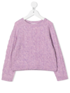 Bonpoint Kids Purple Brett Cable Knit Sweater In Purple