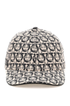 Ferragamo Interlocking Gancini Print Baseball Cap In Beige,black