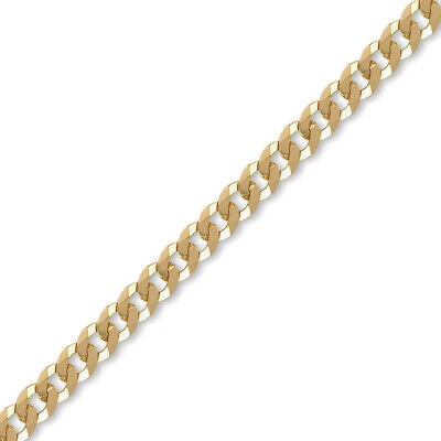 Pre-owned Jewelco London Mens 9ct Gold Flat Curb 7mm Chain Bracelet, 8.5 Inch