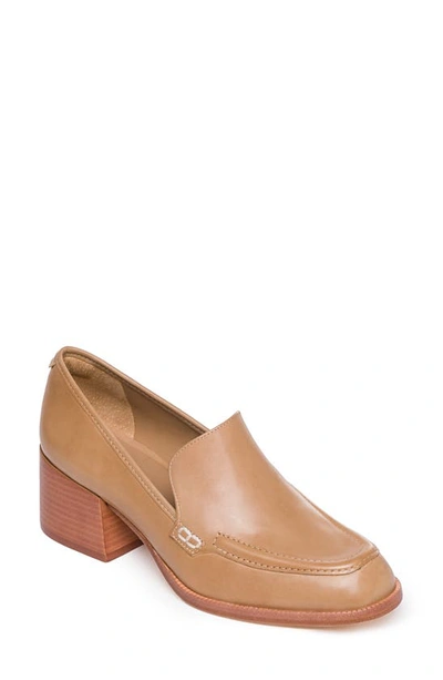 Bernardo Eryn Leather Heeled Loafers In Sand