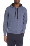 Vince Double Knit Striped Hoodie In H Pebble Blue/off White