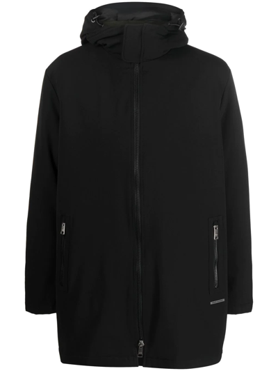Armani Exchange Double-layer Hooded Coat In Schwarz