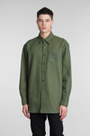Raf Simons Oversized Logo-patch Cotton Shirt In Green
