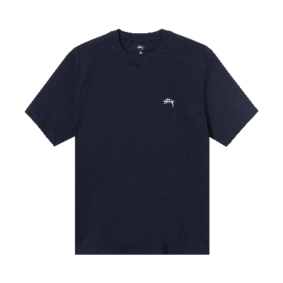 Pre-owned Stussy Stock Logo Short-sleeve Crew 'navy' In Blue