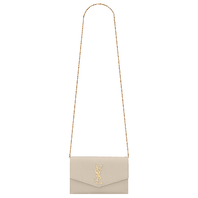 Pre-owned Saint Laurent Uptown Chain Wallet 'crema Soft' In White