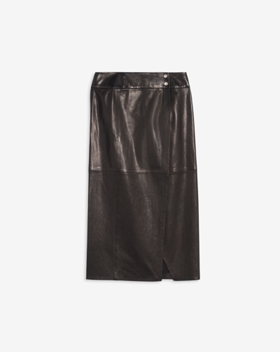 Iro Orla Leather Midi Skirt In Black