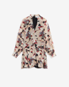 Iro Darsa Floral Tiered Mini Dress With Stand Collar In Beige Multico