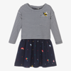 JOULES GIRLS BLUE STRIPE COTTON DRESS