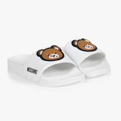 Moschino Kid-teen Teen White Bear Logo Sliders