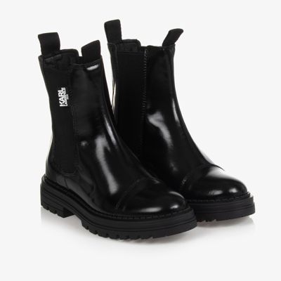 Karl Lagerfeld Kids' Girls Black Logo Chelsea Boots