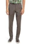 Ted Baker Jerome Trim Fit Flat Front Wool Blend Pants In Brown