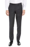 Ted Baker Jerome Flat Front Wool Dress Pants In Charcoal