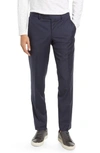 Ted Baker Jerome Trim Fit Microcheck Wool Pants In Blue