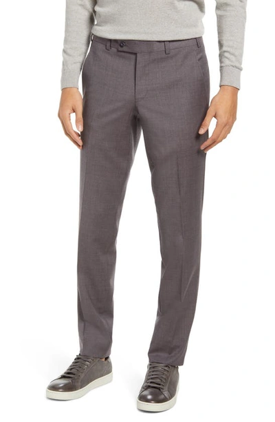 Ted Baker Jerome Flat Front Wool Dress Pants In Light Purple