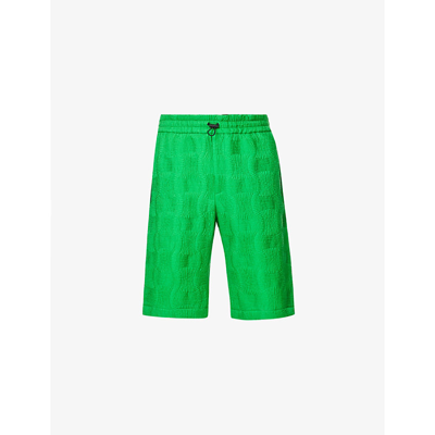 Bottega Veneta Graphic-embossed High-rise Relaxed-fit Woven Shorts In Green