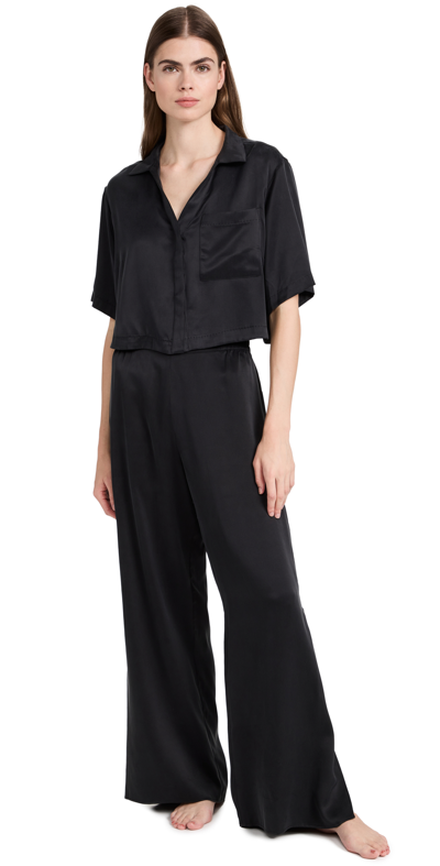 LUNYA WASHABLE SILK HIGH RISE PANT SET IMMERSED BLACK