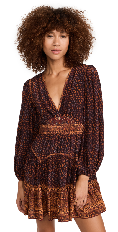 Ulla Johnson Hayana Printed Tiered Silk Crepe De Chine Mini Dress In Agate