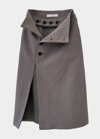 Rokh Houndstooth Midi Skirt With Button Detail In Brown Dogtooth