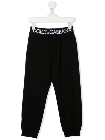 Dolce & Gabbana Kids' Logo-waistband Track Pants In Black