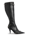 Balenciaga Cagole Lambskin Buckle Zip Knee Boots In Blk Pallad