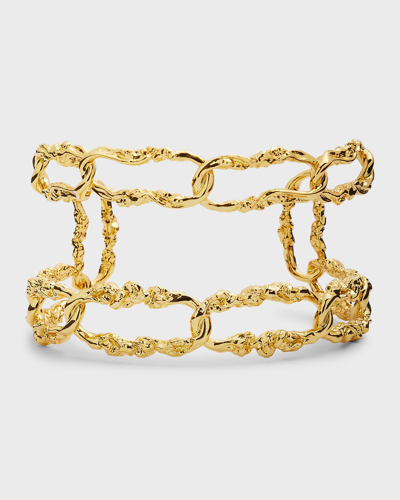 Alexis Bittar Brut Small 14k Gold-plated Link Bracelet Cuff In Yellow Gold