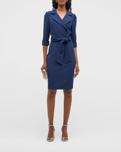 Black Halo Lucinda Faux Wrap Coat Dress In Pacific Blue