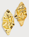 Alexis Bittar Crumpled Gold Large Post Earrings In No Stones