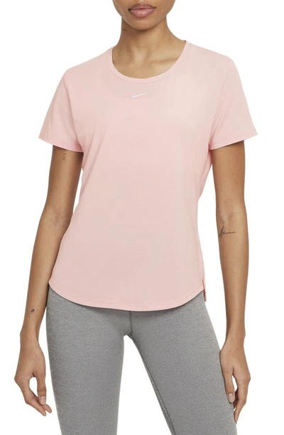 Nike One Luxe Dri-fit Short Sleeve Top In Pink Glaze