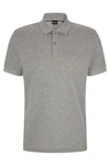 Hugo Boss Organic-cotton Polo Shirt With Embroidered Logo In Silver