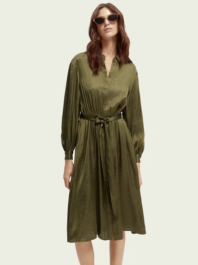 scotch and soda green dress Tiered Poplin Midi Dress  Scotch & Soda
