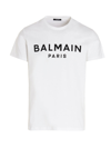 Balmain Flocked Logo T-shirt In Blanc/noir