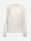 Bottega Veneta Open Mesh Sweater In Ivory Colored Wool In Default Title