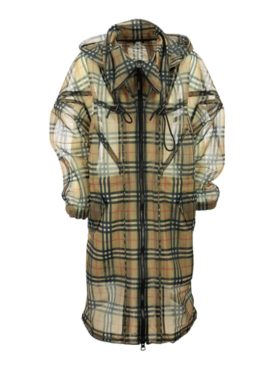 Burberry Cowbit - Vintage Check Mesh Trench In Brown