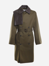LOEWE LOEWE DOUBLE-BREASTED COTTON TRENCH COAT WITH LEATHER INSERT